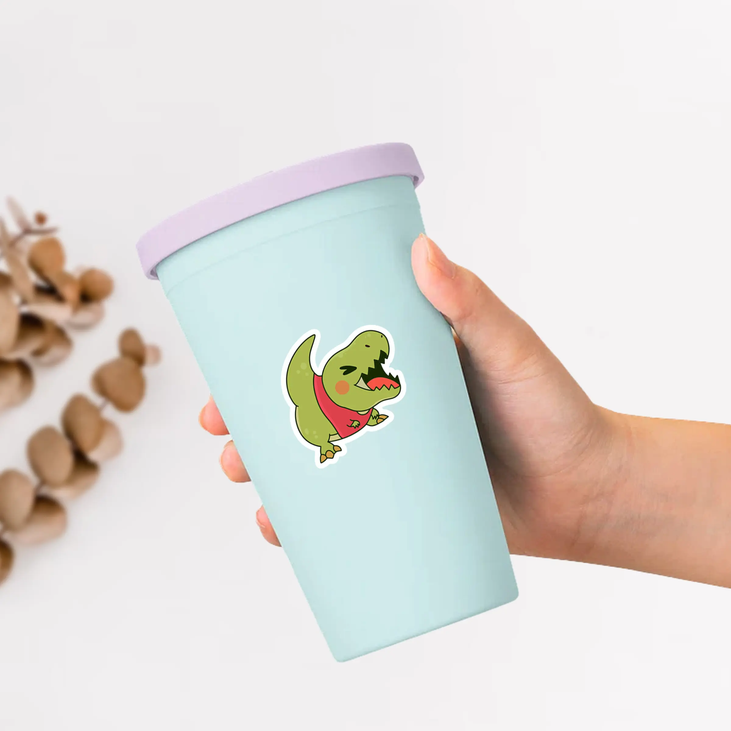 Adorable Dinosaur Sticker on Phone Cover